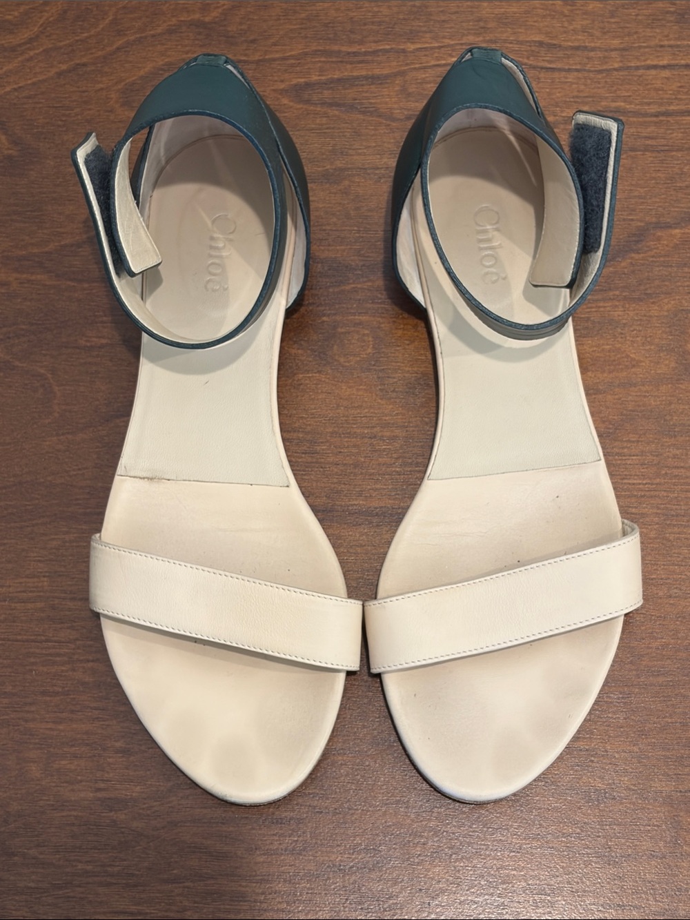 Chloe Two-Tone Ankle-Strap Sandals